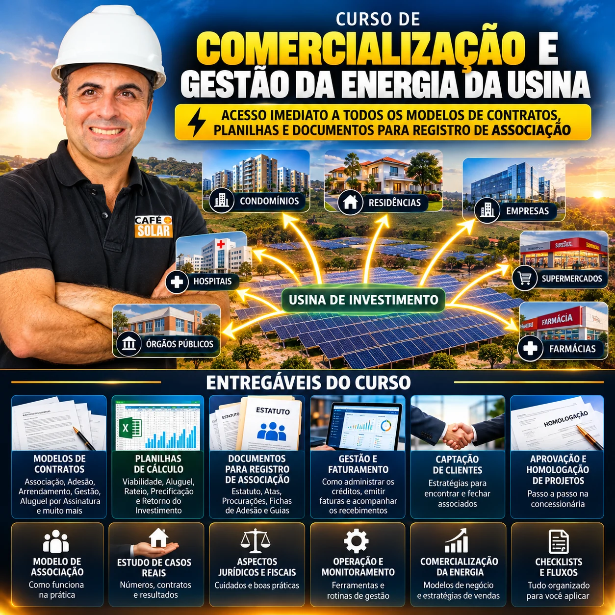 Curso de Comercialização e Gestão da Energia da Usina e seus entregáveis